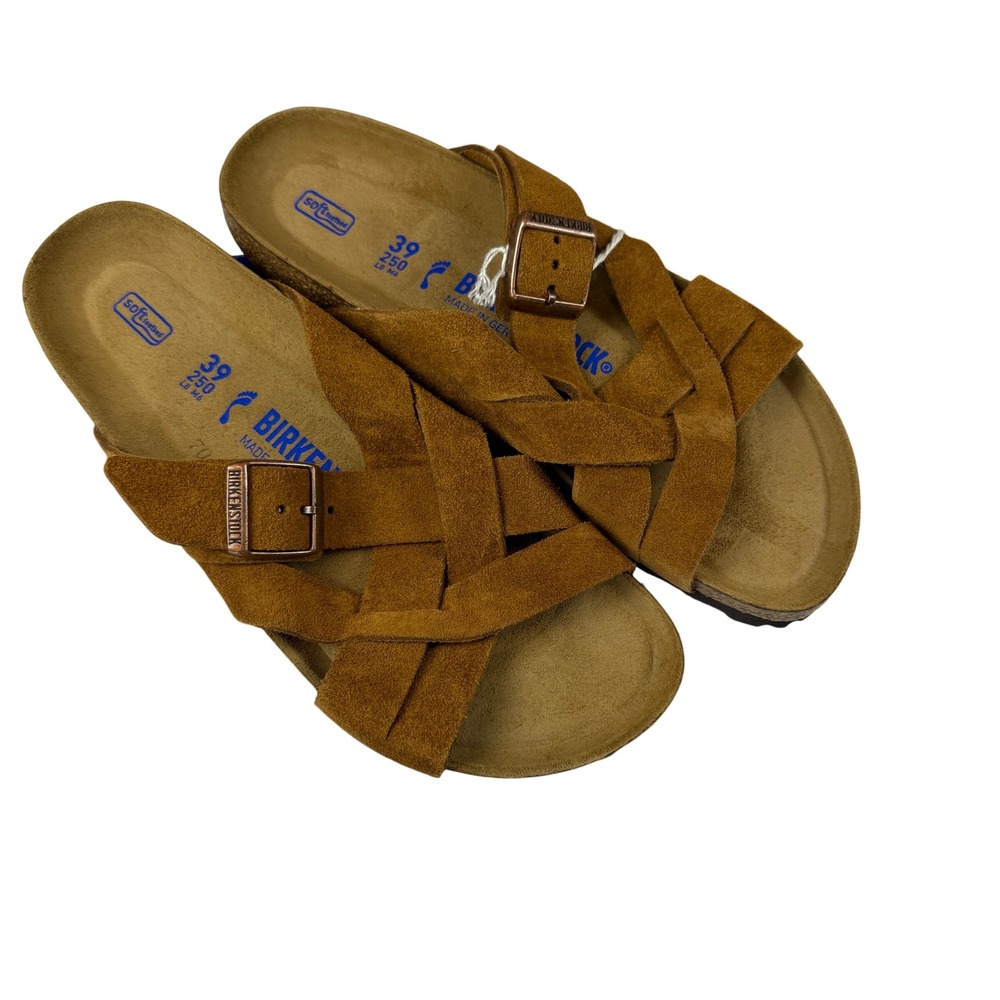 Birkenstock Lugano Mink Suede Soft Footbed Sandals 1020897 EU 39 US L8 M6 Narrow